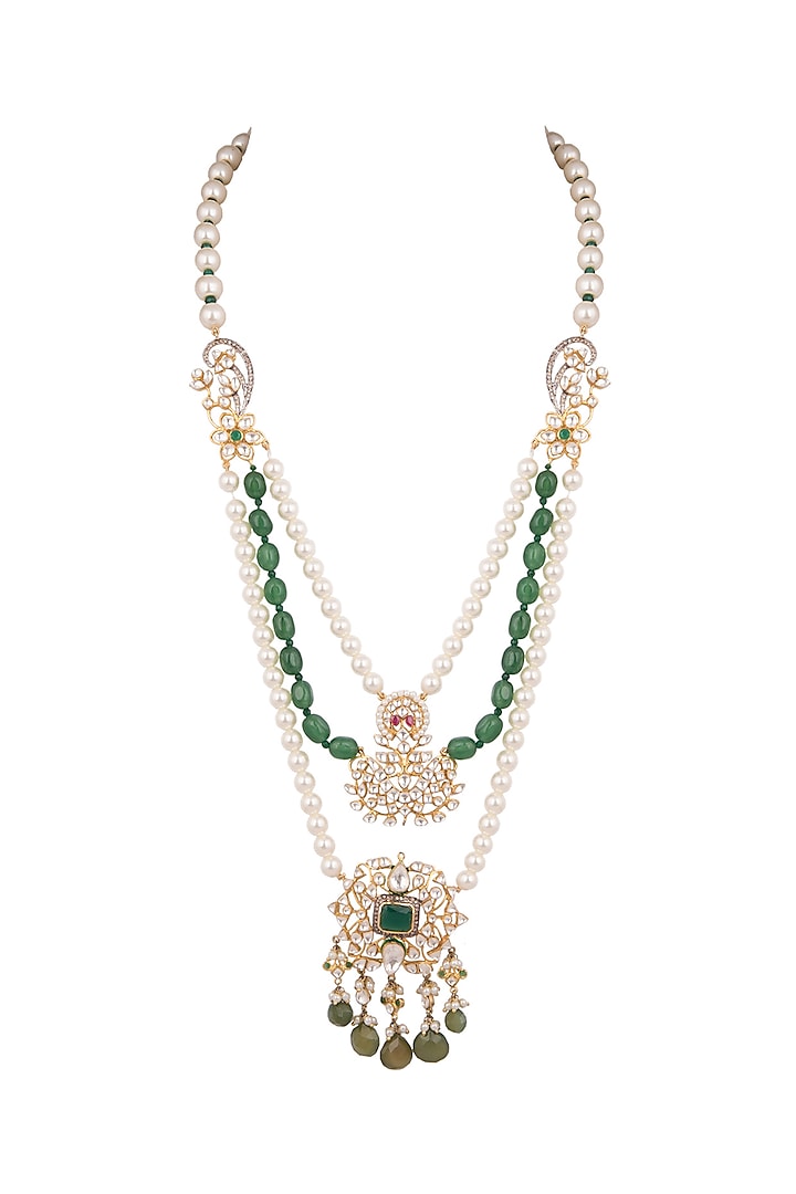 Gold Plated Green & Blue Stone Necklace Design by Nepra By Neha Goel at ...