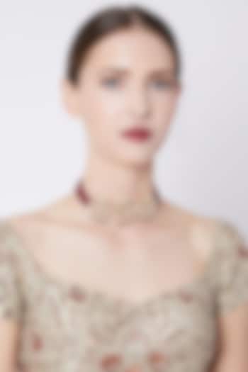 Gold Plated Red Stone Choker Necklace by Nepra By Neha Goel at Pernia's Pop Up Shop