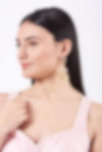 Gold Finish Earrings With Kundan Polki by Nepra By Neha Goel at Pernia's Pop Up Shop