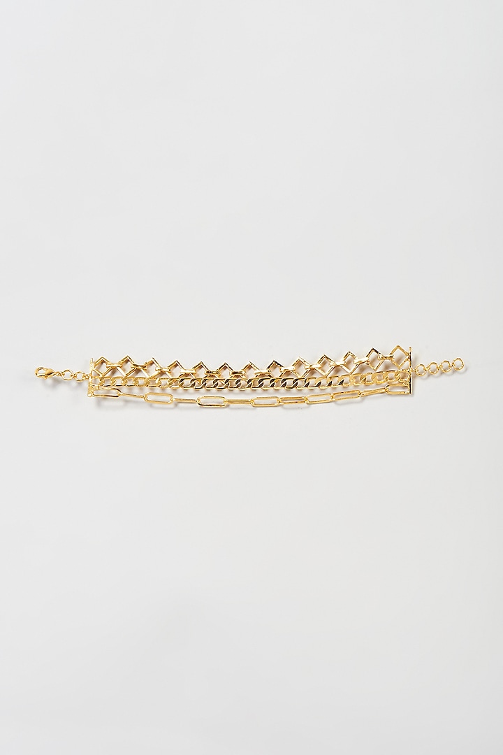 Gold Finish Multi-Layered Chain Bracelet by Nepra By Neha Goel