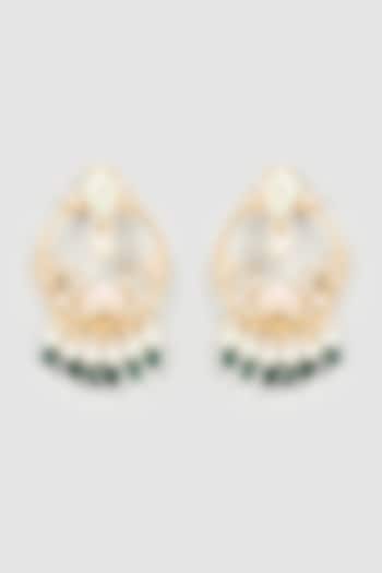 Gold Finish Emerald Drop Chandbali Earrings by Nepra By Neha Goel