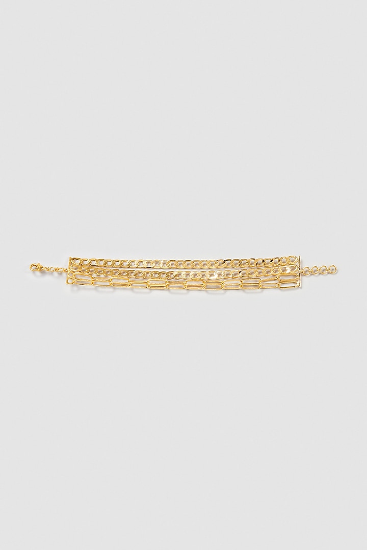 Gold Finish Layered Chain Bracelet by Nepra By Neha Goel