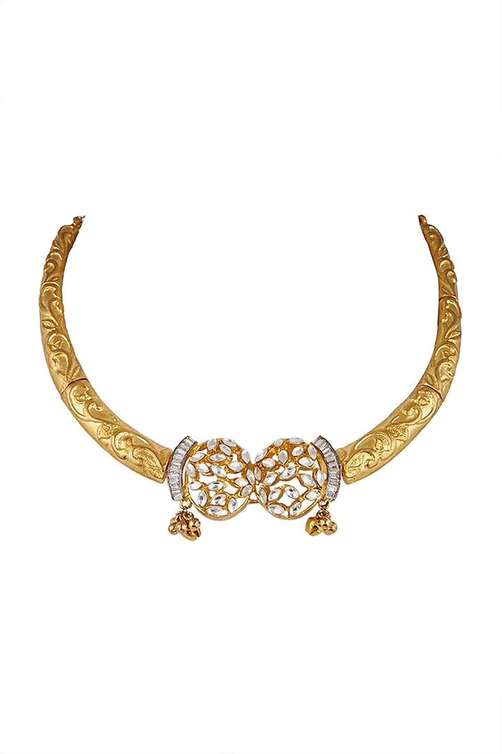 Gold Finish Hasli Necklace by Nepra By Neha Goel