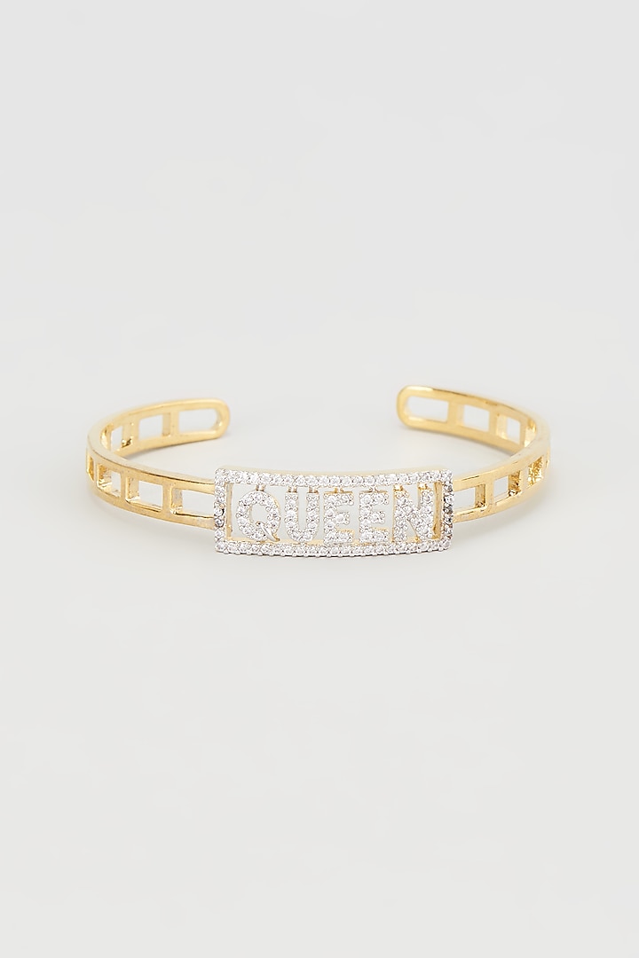 Two Tone Plated Faux Diamond Bracelet by Nepra By Neha Goel