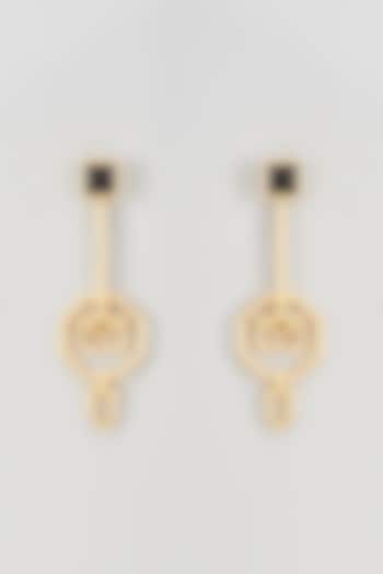Gold Plated Black Onyx Dangler Earrings by Nepra By Neha Goel