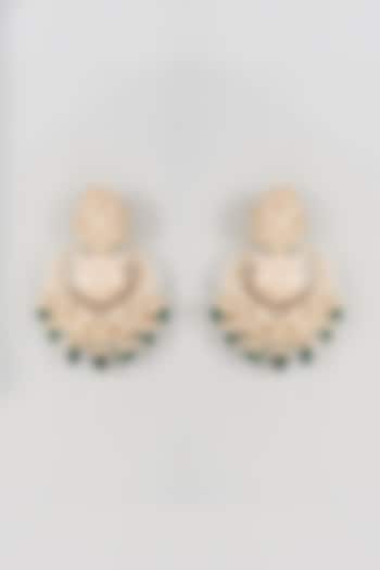 Gold Plated Kundan Polki Chandbali Earrings by Nepra By Neha Goel
