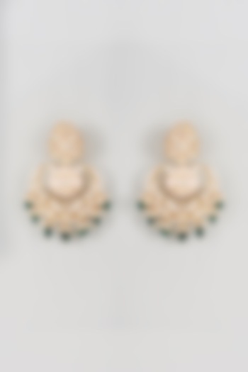 Gold Plated Kundan Polki Chandbali Earrings by Nepra By Neha Goel at Pernia's Pop Up Shop