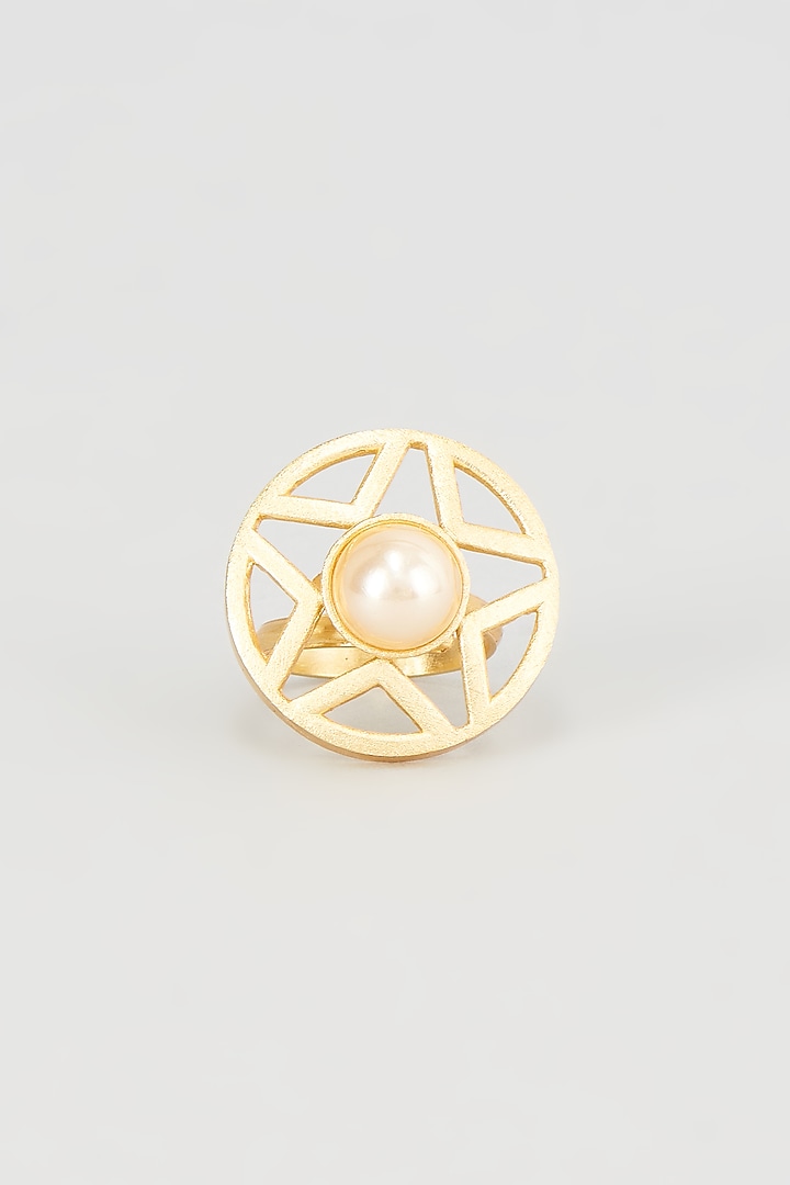 Gold Plated Pearl Ring by Nepra By Neha Goel