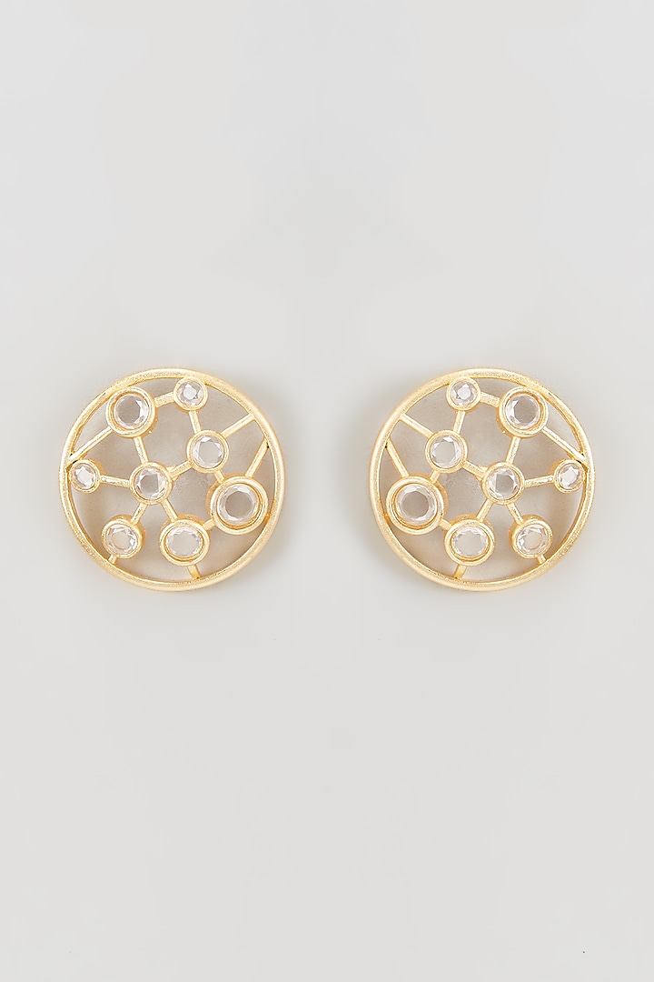 Gold Plated Glass Polki Earrings by Nepra By Neha Goel