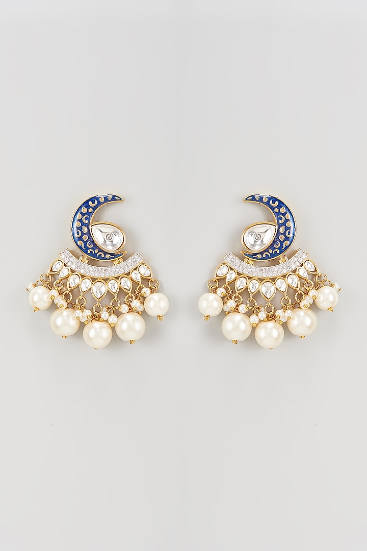Gold Plated Enameled Earrings by Nepra By Neha Goel