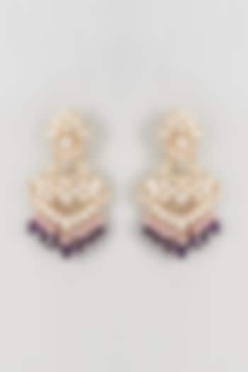 Gold Plated Purple Onyx Stone Earrings  by Nepra By Neha Goel at Pernia's Pop Up Shop