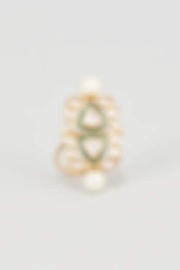 Gold Plated Kundan Polki Ring by Nepra By Neha Goel at Pernia's Pop Up Shop