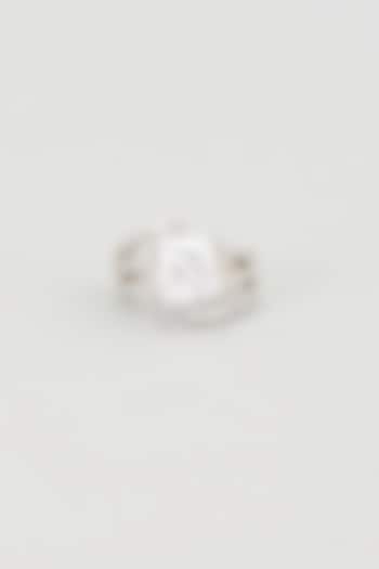 White Rhodium Finish Faux Diamond Ring by Nepra By Neha Goel