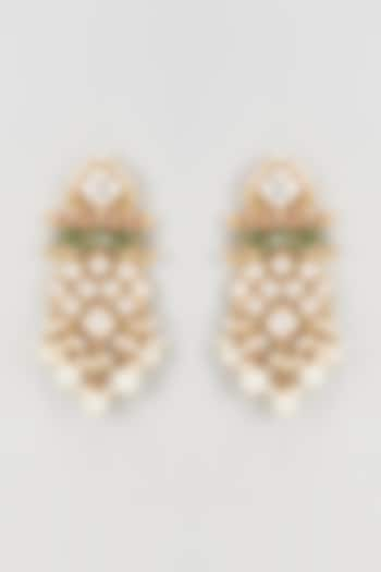 Gold Plated Kundan Polki Chandbali Earrings by Nepra By Neha Goel