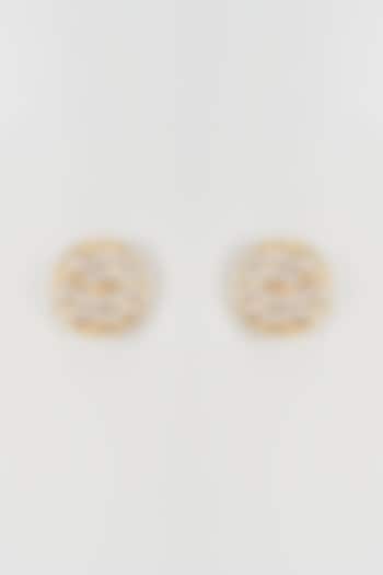 Gold Plated Faux Diamond Stud Earrings by Nepra By Neha Goel