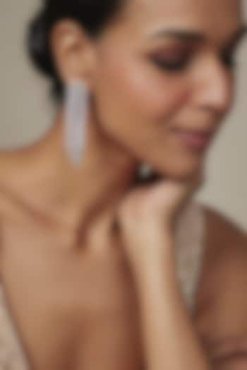 White Rhodium Finish Zircon Dangler Earrings by Nepra By Neha Goel at Pernia's Pop Up Shop