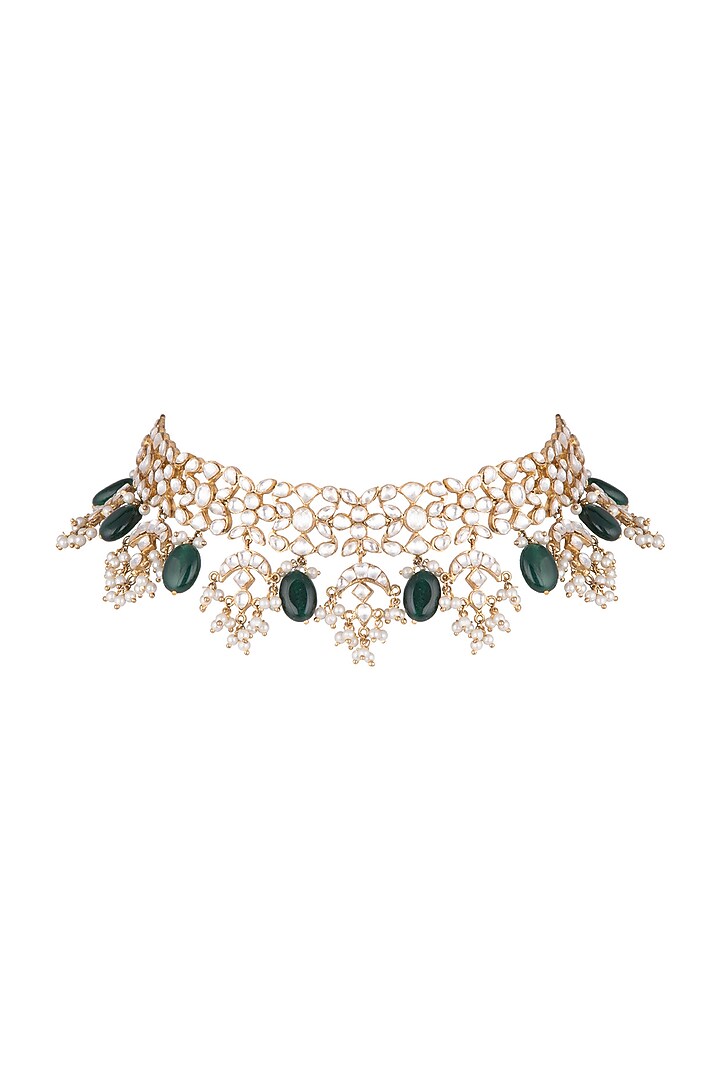Gold Plated Polki & Kundan Necklace by Nepra By Neha Goel at Pernia's Pop Up Shop