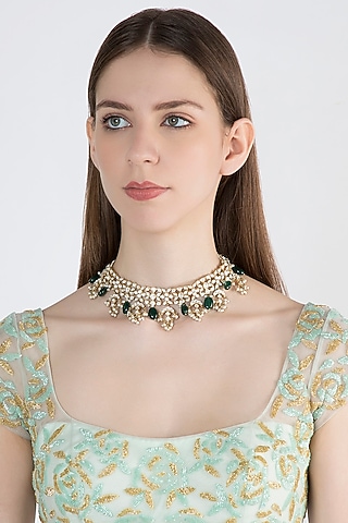 Gold Plated Polki & Kundan Necklace by Nepra By Neha Goel