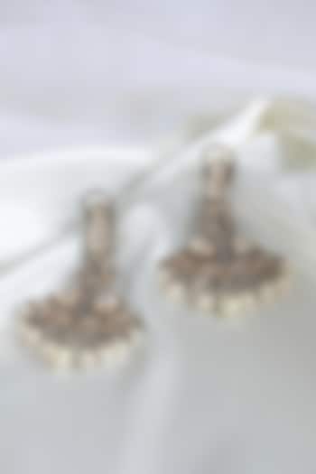 Two Tone Finish Kundan & Pearls Earrings by Nepra By Neha Goel