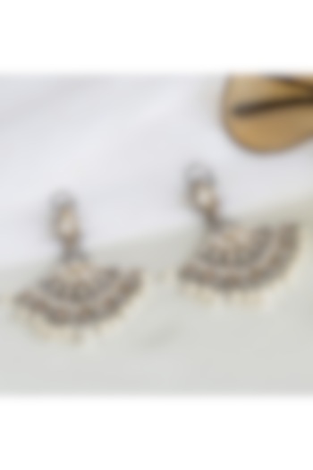 Two Tone Finish Dangler Earrings With Pearls by Nepra By Neha Goel at Pernia's Pop Up Shop