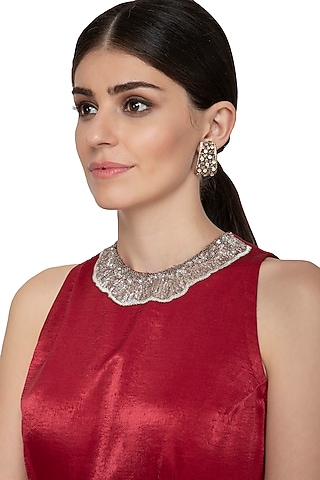 Black Rhodium Finish Polki Earrings by Nepra By Neha Goel