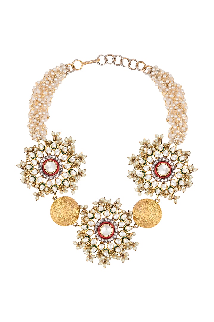Gold Plated Kundan Choker Necklace by Nepra By Neha Goel at Pernia's Pop Up Shop