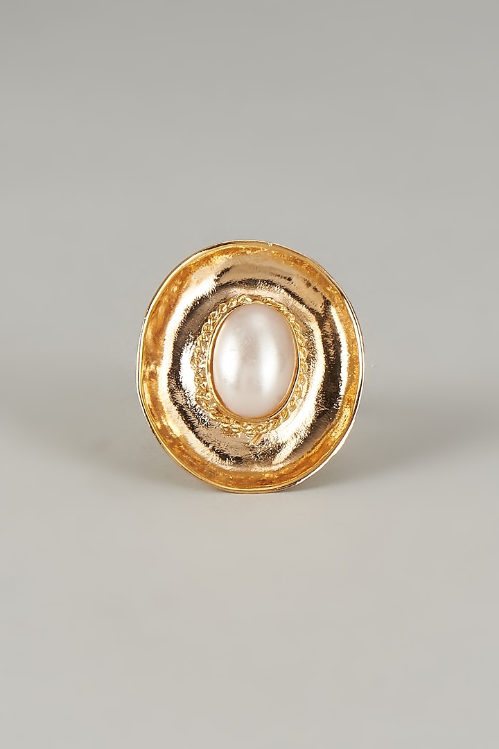 Gold Plated Pearl Ring by Nepra By Neha Goel