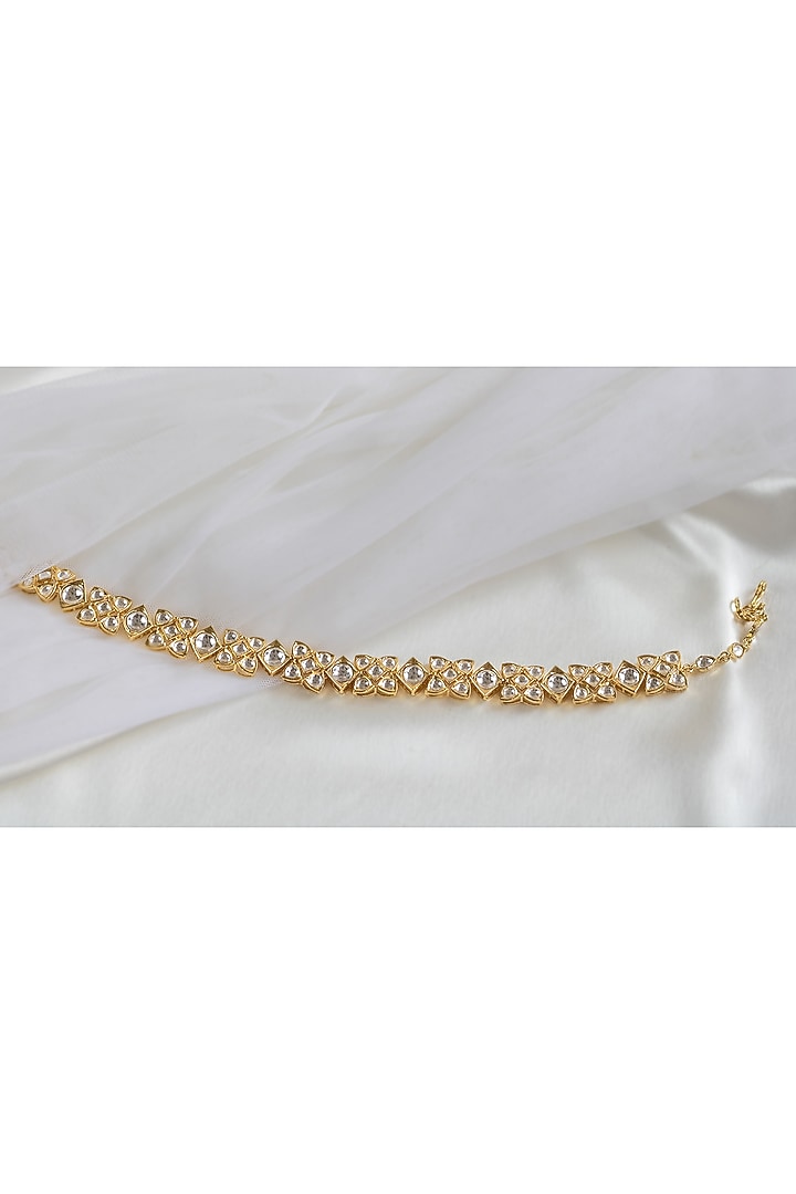 Gold Finish Kundan Mathapatti by Nepra By Neha Goel at Pernia's Pop Up Shop