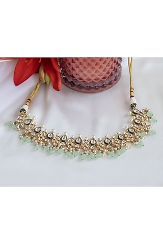 Gold Finish Kundan Polki Necklace by Nepra By Neha Goel