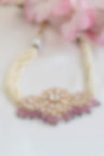 Gold Finish Kundan Polki Choker Necklace by Nepra By Neha Goel