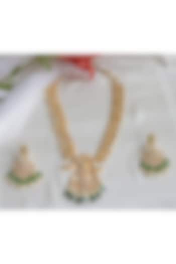 Gold Finish Kundan Polki & Pearls Choker Necklace Set by Nepra By Neha Goel
