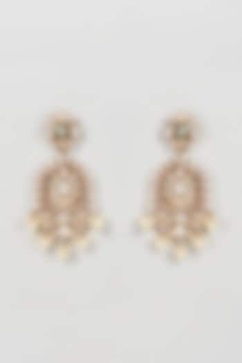 Gold Finish Kundan Polki Danglers Earrings by Nepra By Neha Goel