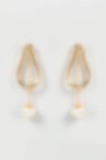 Gold Finish Pearl Dangler Earrings by Nepra By Neha Goel