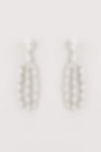 White Rhodium Finish Zircon Dangler Earrings by Nepra By Neha Goel