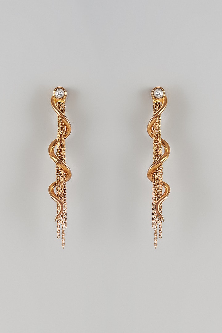 Gold Plated Contemporary Dangler Earrings  by Nepra By Neha Goel at Pernia's Pop Up Shop