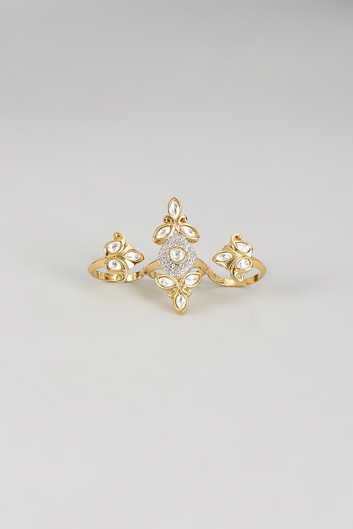 Gold Plated Kundan Polki Ring by Nepra By Neha Goel at Pernia's Pop Up Shop