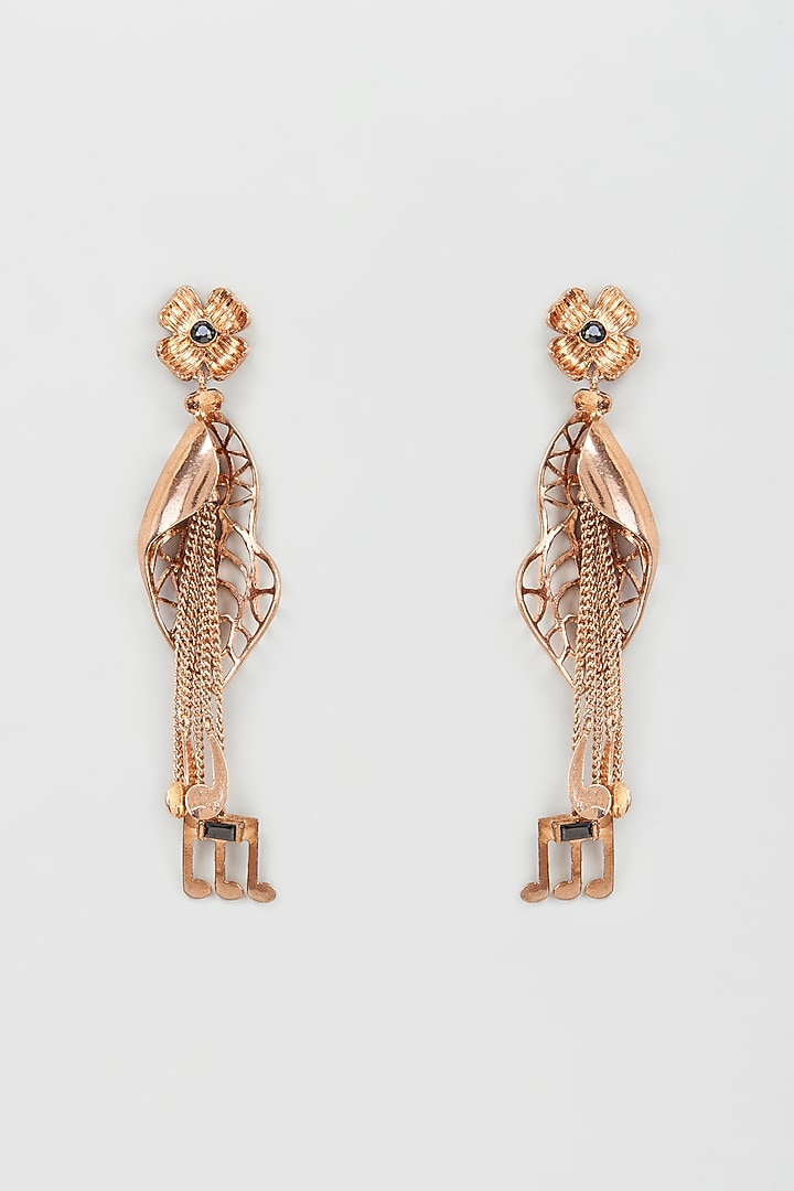 Rose Gold Finish Dangler Earrings by Nepra By Neha Goel at Pernia's Pop Up Shop