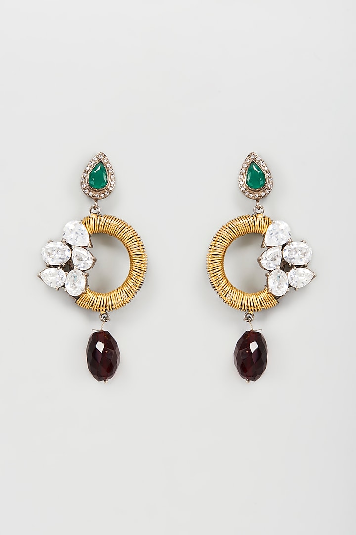 Gold PLated Synthetic Stone Dangler Earrings by Nepra By Neha Goel