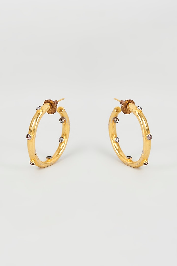 Gold Finish Hoop Earrings by Nepra By Neha Goel at Pernia's Pop Up Shop