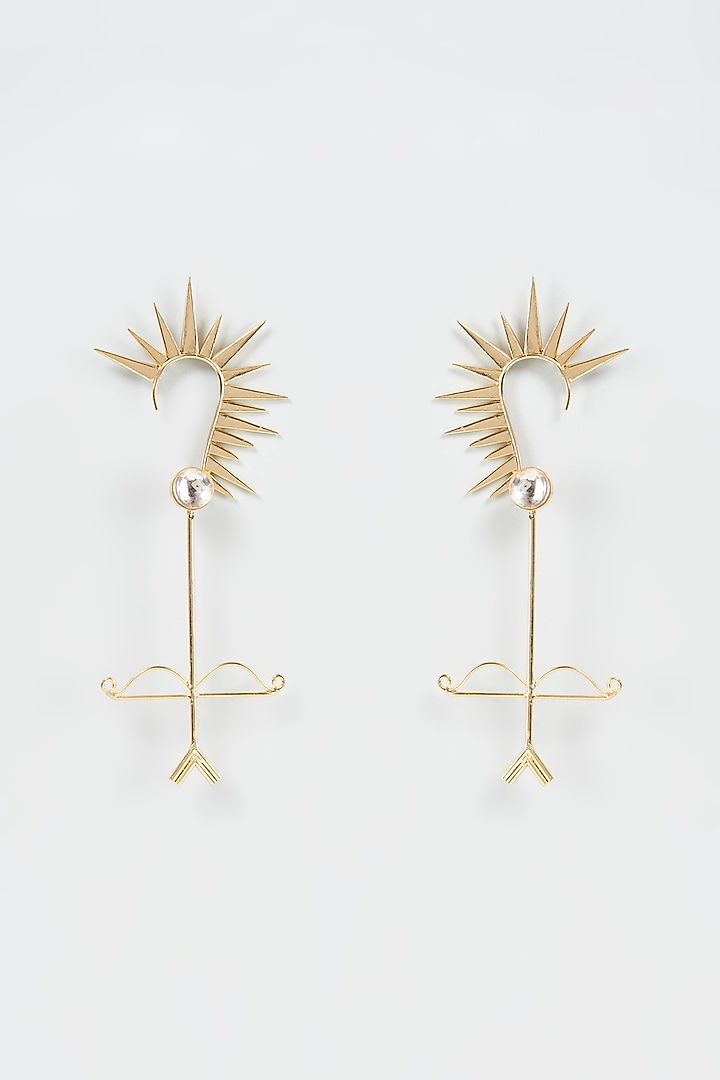 Gold Finish Dangler Earcuffs by Nepra By Neha Goel at Pernia's Pop Up Shop