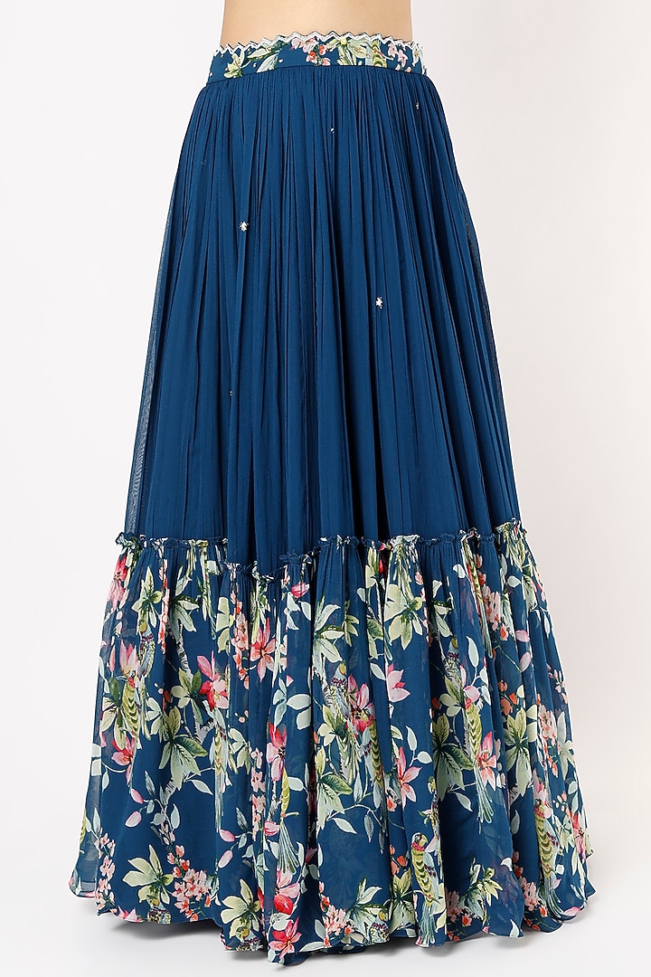 Navy Blue Embroidered Wedding Lehenga Set by Nea by Nikita Tiwari at Pernia's Pop Up Shop