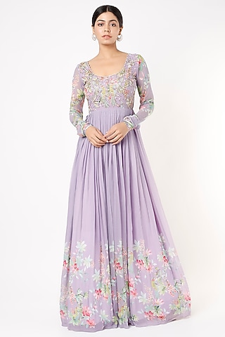 Purple Embroidered Gown by Nea by Nikita Tiwari
