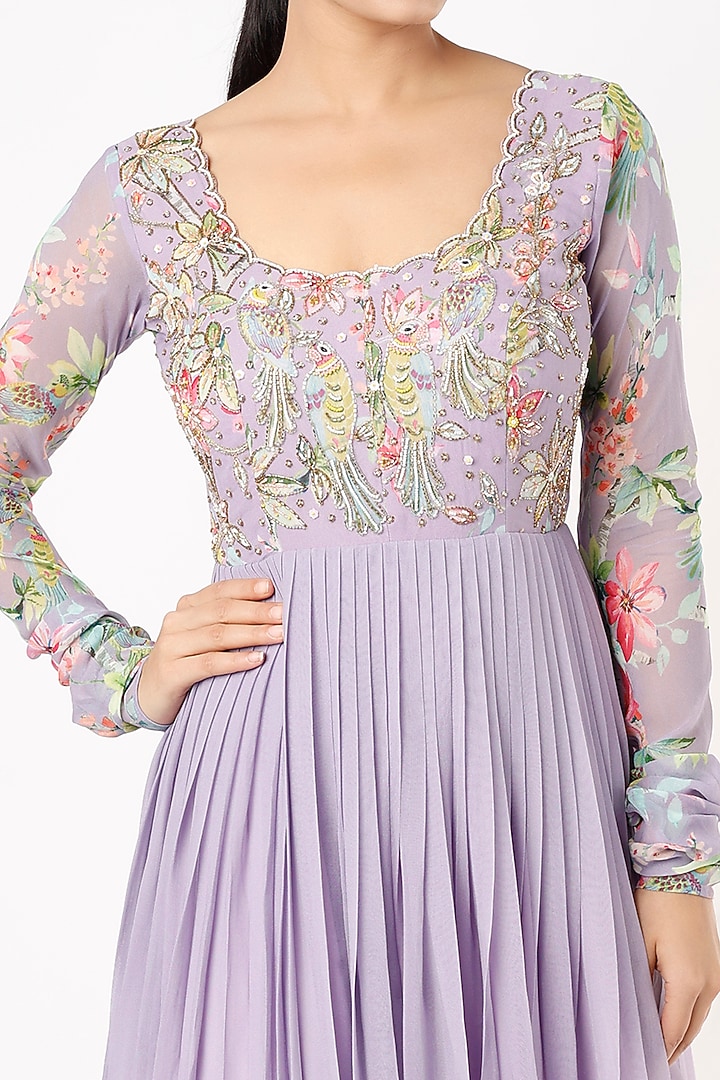 Purple Embroidered Party Wear Gown by Nea by Nikita Tiwari at Pernia's Pop Up Shop