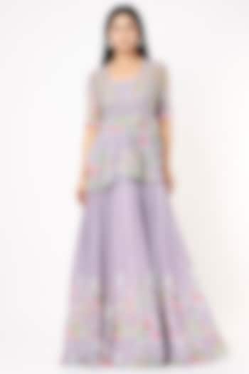 Purple Silk Embroidered Gown by Nea by Nikita Tiwari