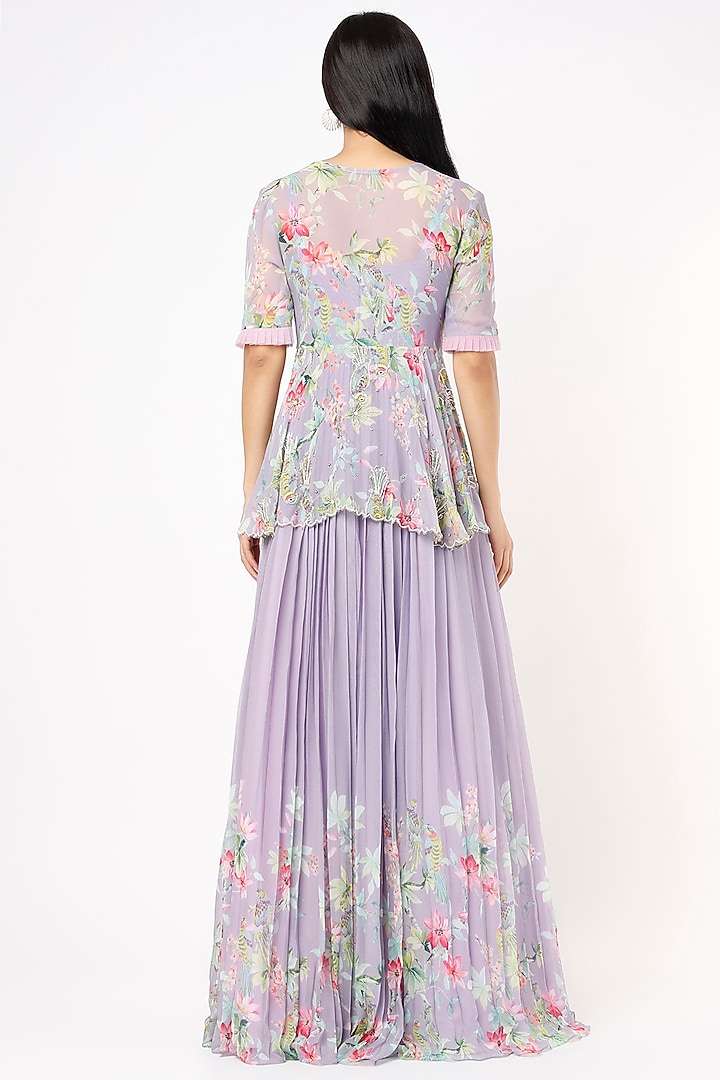 Purple Silk Embroidered Engagement Gown by Nea by Nikita Tiwari at Pernia's Pop Up Shop