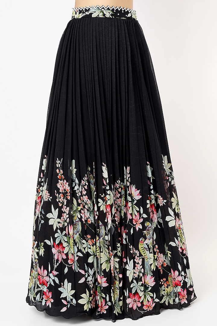 Black Printed & Embroidered Wedding Lehenga Set by Nea by Nikita Tiwari at Pernia's Pop Up Shop