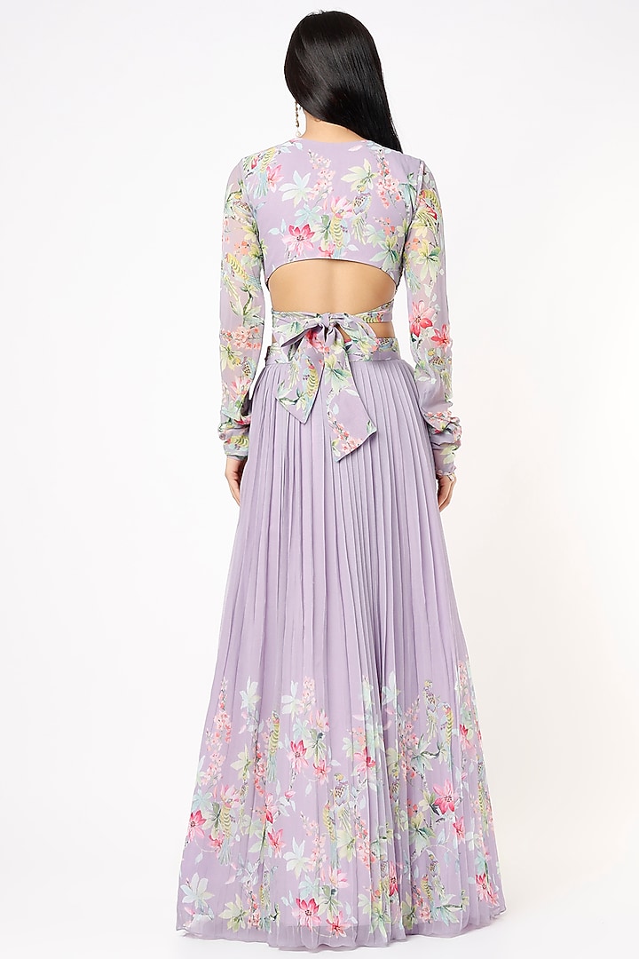 Purple Digital Printed Wedding Lehenga Set by Nea by Nikita Tiwari at Pernia's Pop Up Shop