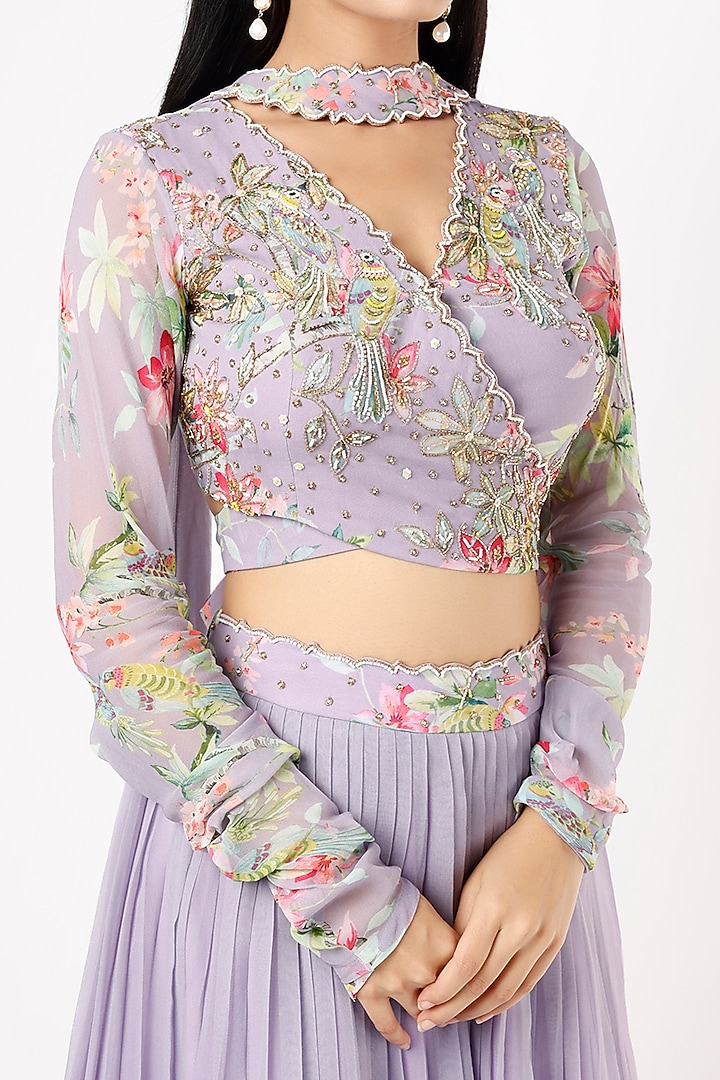 Purple Digital Printed Wedding Lehenga Set by Nea by Nikita Tiwari at Pernia's Pop Up Shop
