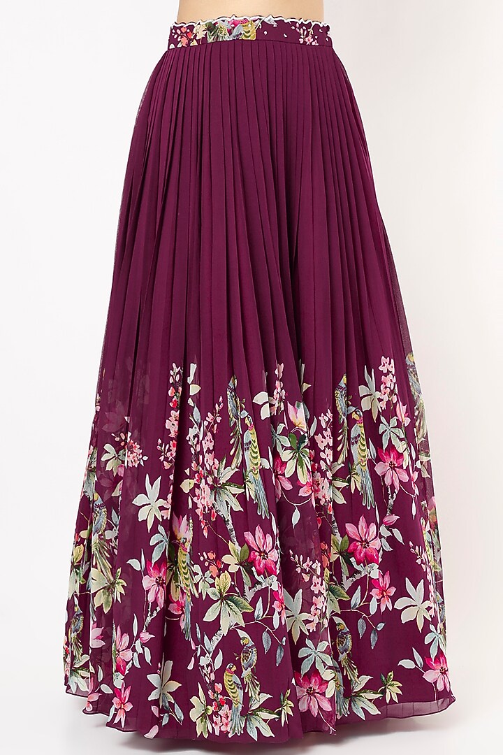 Wine Digital Printed Wedding Lehenga Set by Nea by Nikita Tiwari at Pernia's Pop Up Shop