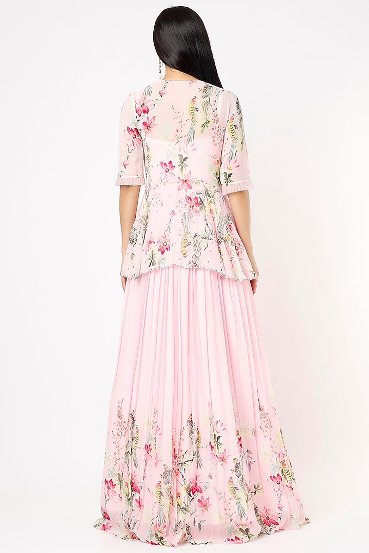 Baby Pink Silk Embroidered Engagement Gown by Nea by Nikita Tiwari at Pernia's Pop Up Shop